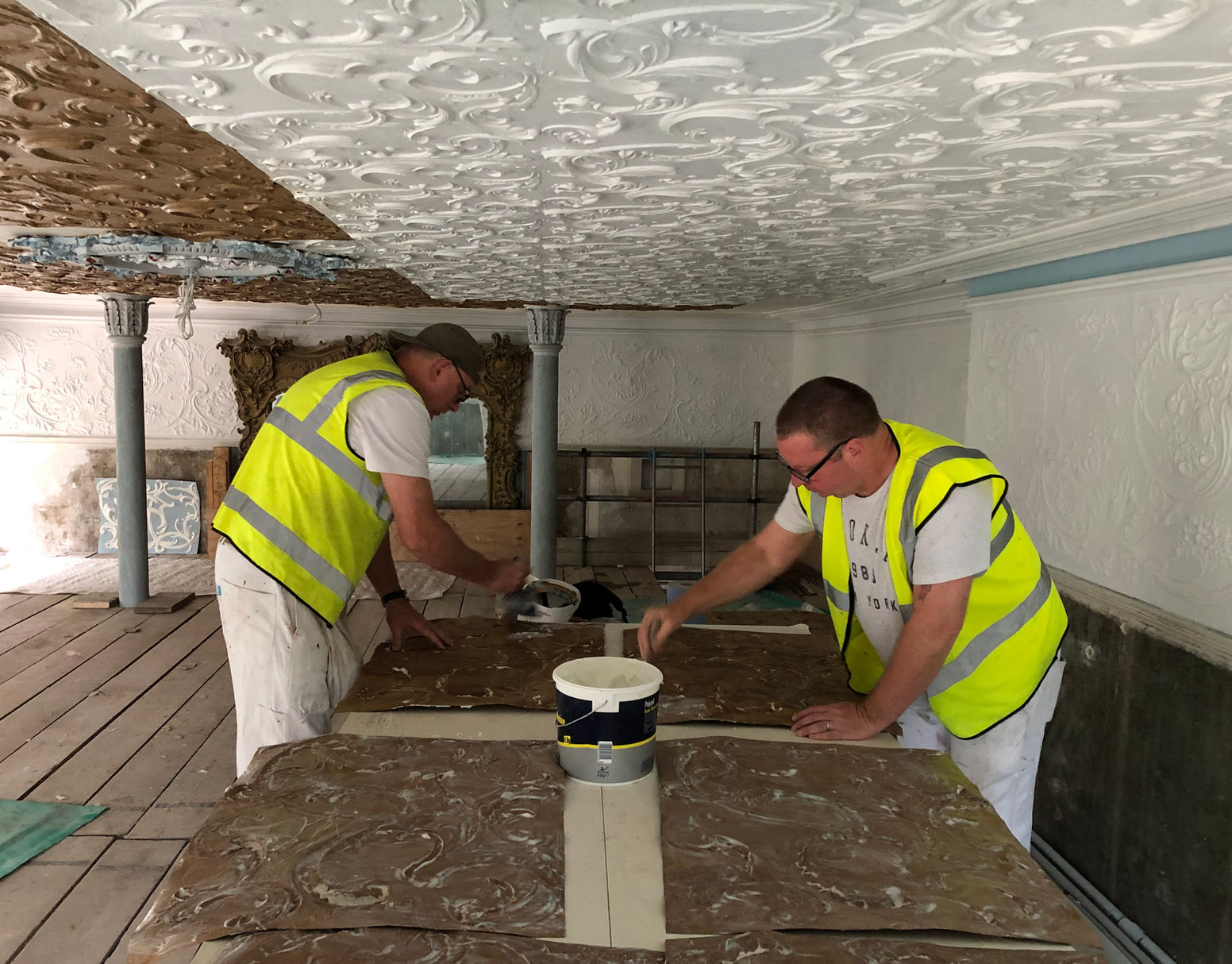 Reinstatement of a historic pressed panelled ceiling detail