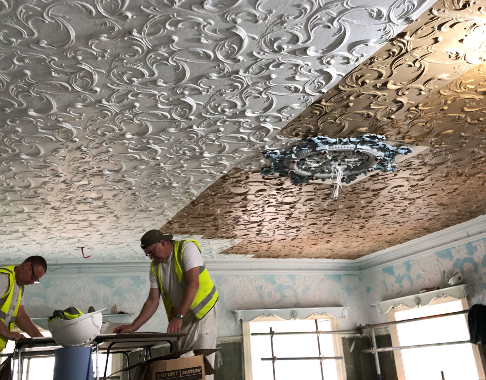 Reinstating a pressed detail ceiling