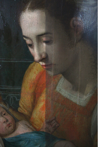 Oil painting cleaning in progress