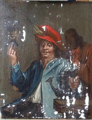 During treatment of a small painting