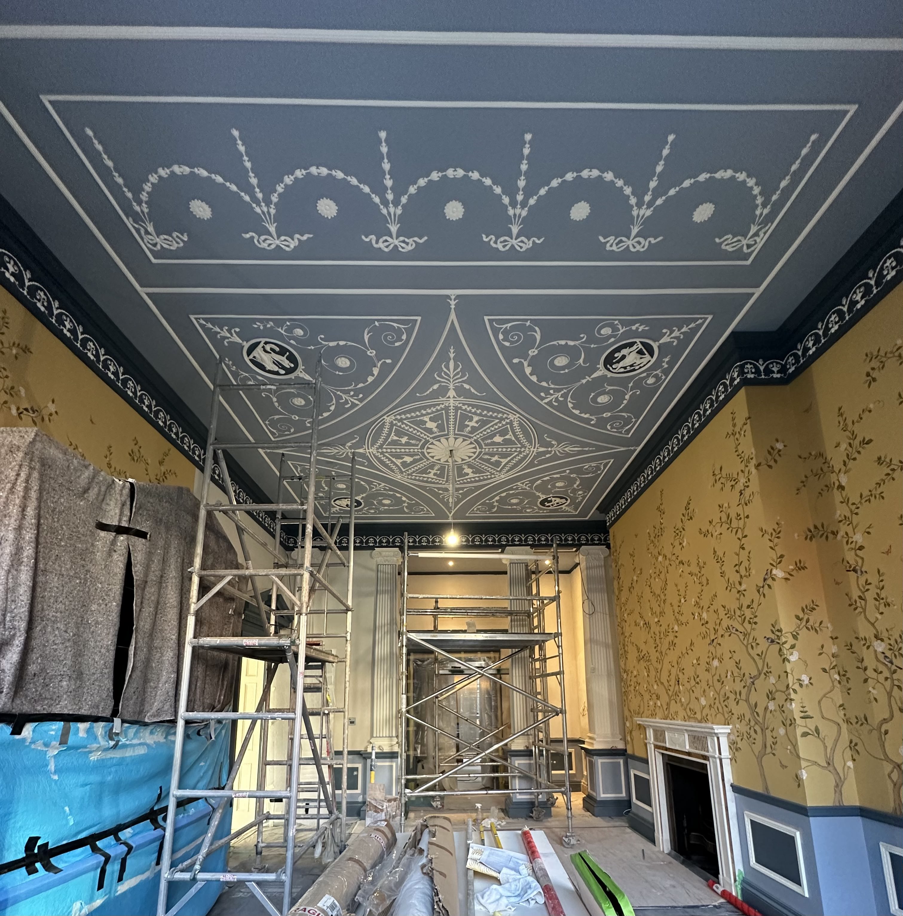 De Gournay paper hanging and decoration in progress