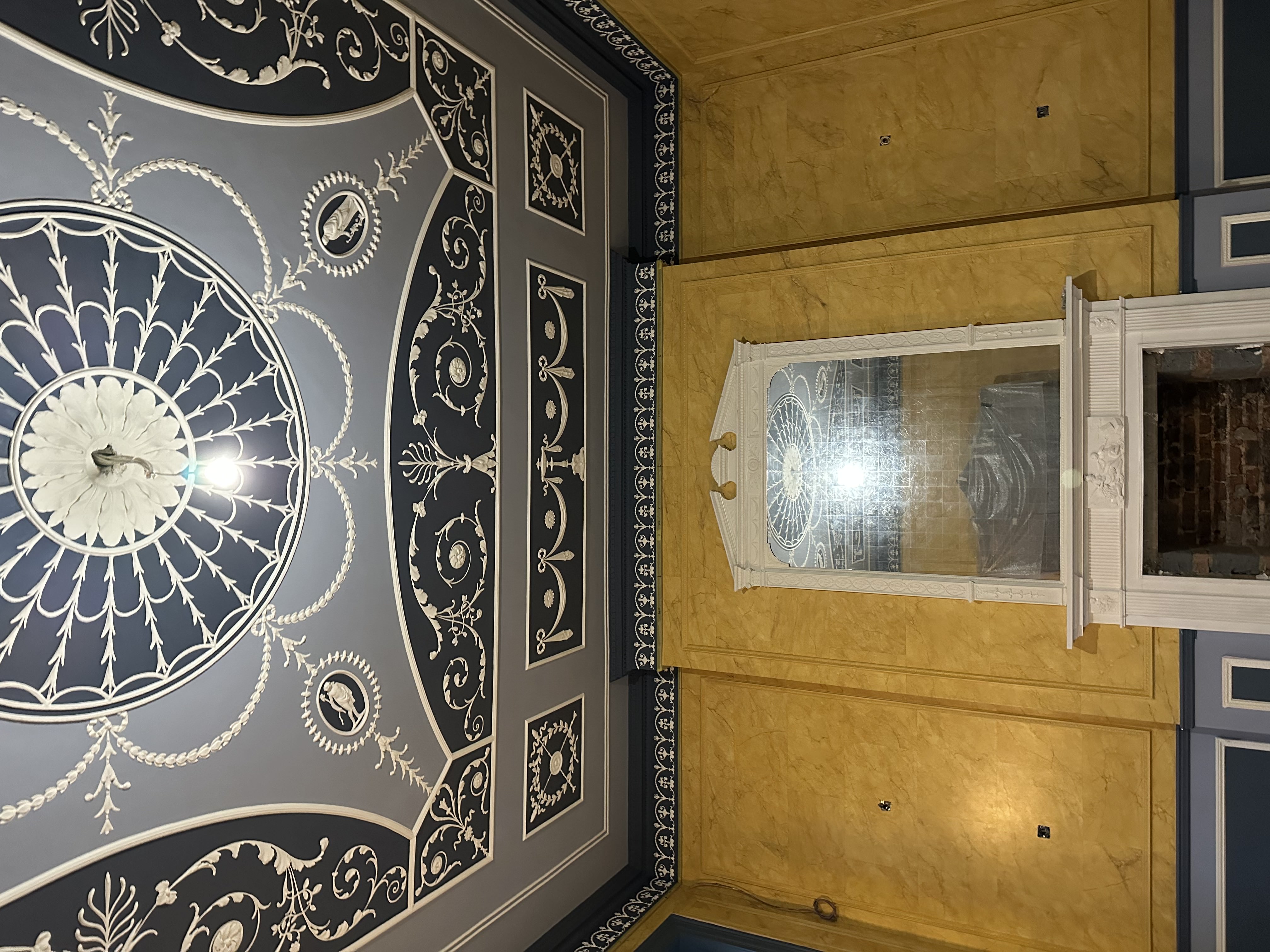 Redecorated Robert Adam Ceiling and faux siena marble walls near completion