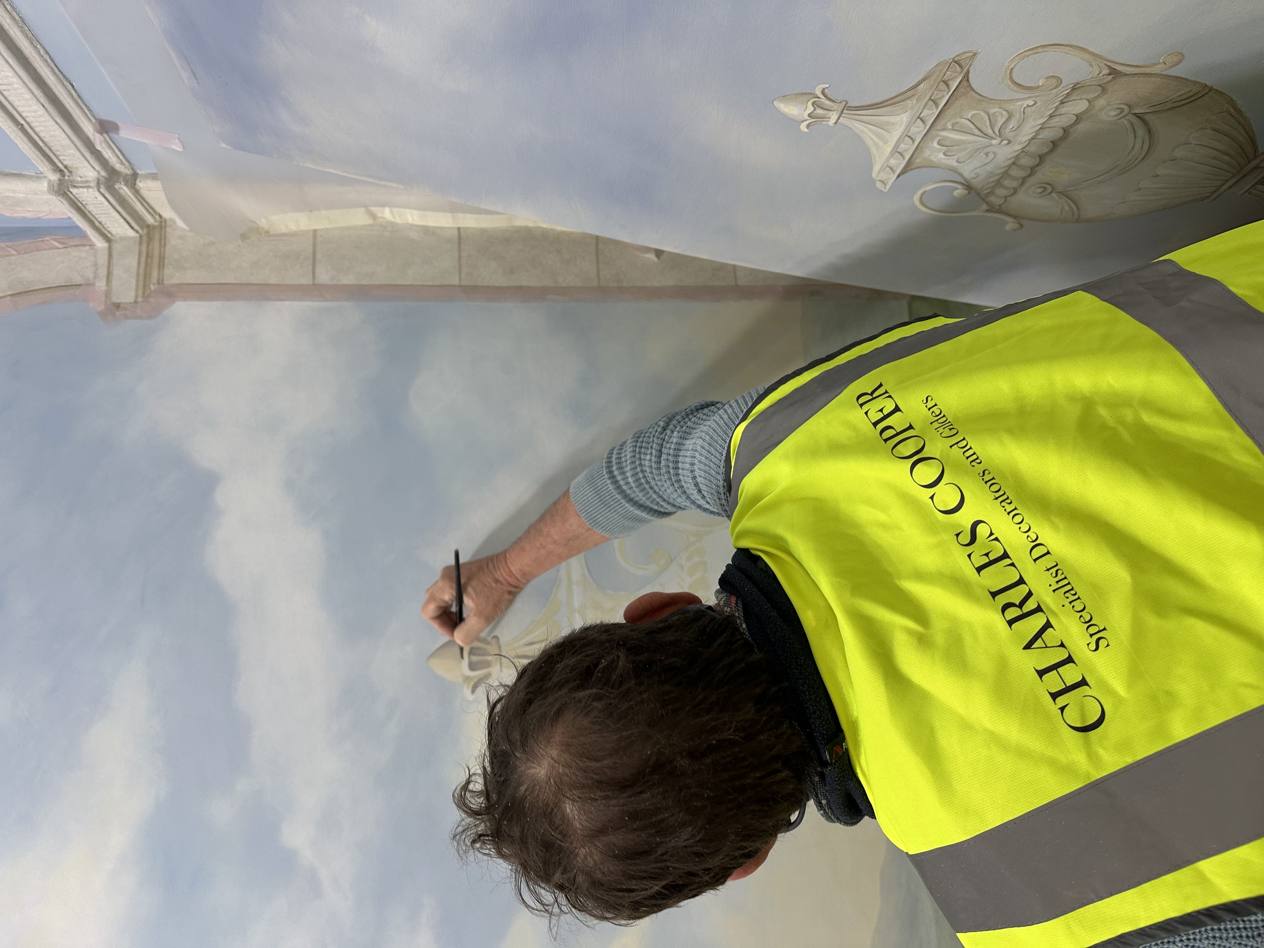 In progress trompe l'oeil mural